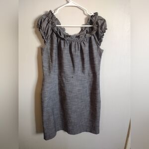 Dressbarn Gray‎ Ruffled Cap Sleeve Dress Size 12